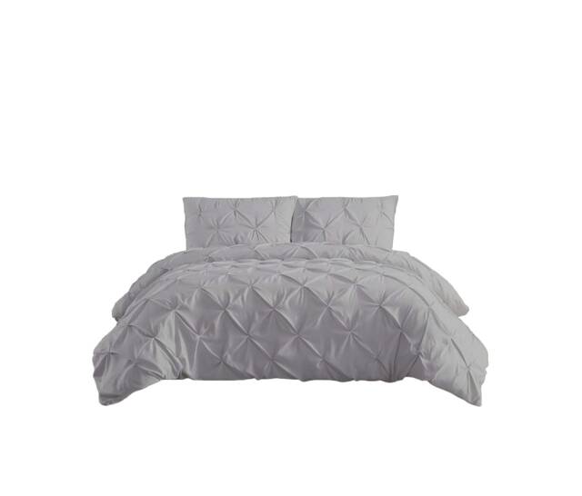 Pintuck Pinch Pleated Polycotton Duvet Cover And Pillowcase/s Set Bed Linen Silver Silver Super King