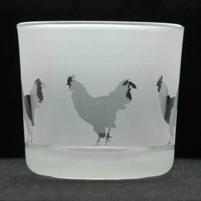Animo Glass Engraved Votive Tealight Holder Cockerel