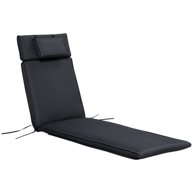 Outsunny Garden Sun Lounger Cushion ONLY, Recliner Pad with Pillow, Black Black Black 198Lx53Wx5T cm 1