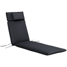 Outsunny Garden Sun Lounger Cushion ONLY, Recliner Pad with Pillow, Black Black Black 198Lx53Wx5T cm 1