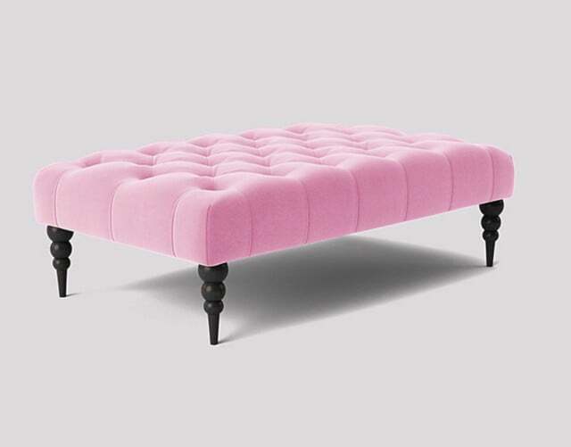 Alyana 180cm Rectangle Ottoman Bench with Wooden Legs- Pink Plush Velvet Chesterfield Upholstered Footstool