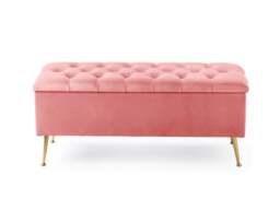 150cm Amara Chesterfield Ottoman Storage Bench - Plush Velvet Shoes Bench - Pink Upholstery Footstool Storage with Legs