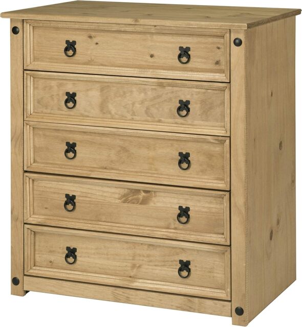 Corona Chest Of Drawers 5 Drawer Large Mexican Solid Pine