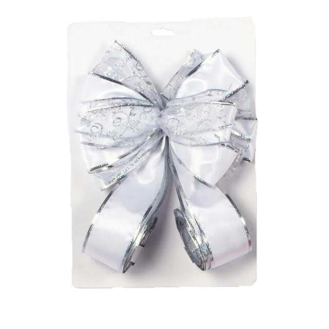 Premier Bow Tree Topper - White/Silver - One Size