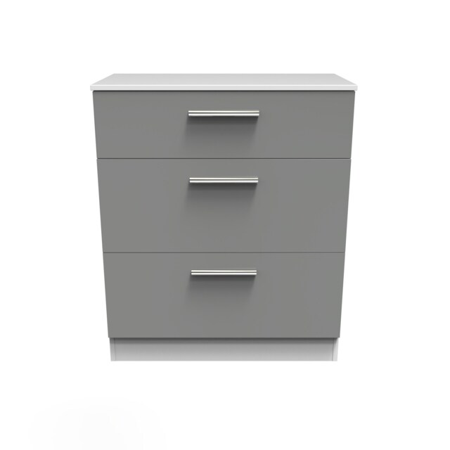 Trent 3 Drawer Deep Chest of Drawers in Dusk Grey & White Matt (Ready Assembled) Grey Dusk Grey & White Matt