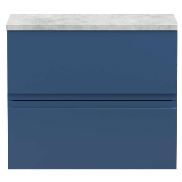 Balterley Mavesyn Contemporary 2 Drawer Wall Hung Vanity Unit with Laminate Worktop, Dark Blue, 600mm