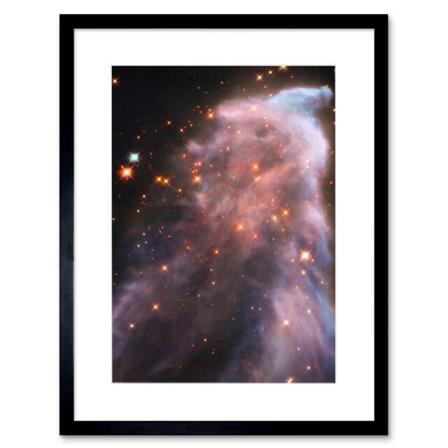 "Hubble Space IC 63 Ghost Nebula Astronomy Dust Gas 9x7"" Black Framed Wall Art Print"