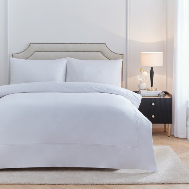 Paoletti Elara Embroidered 100% Cotton Duvet Cover Set White White King