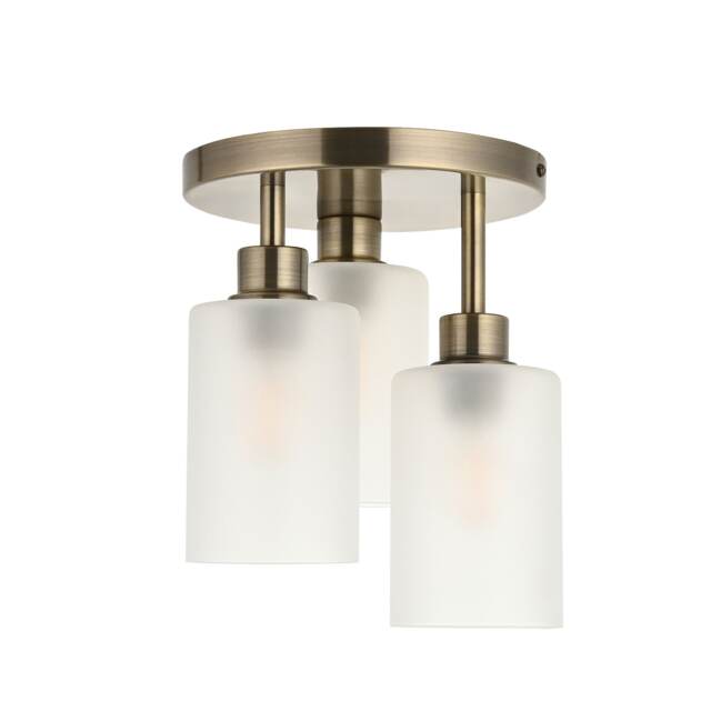 Panton - Antique Brass Flush Ceiling Light with Frosted Glass Shades