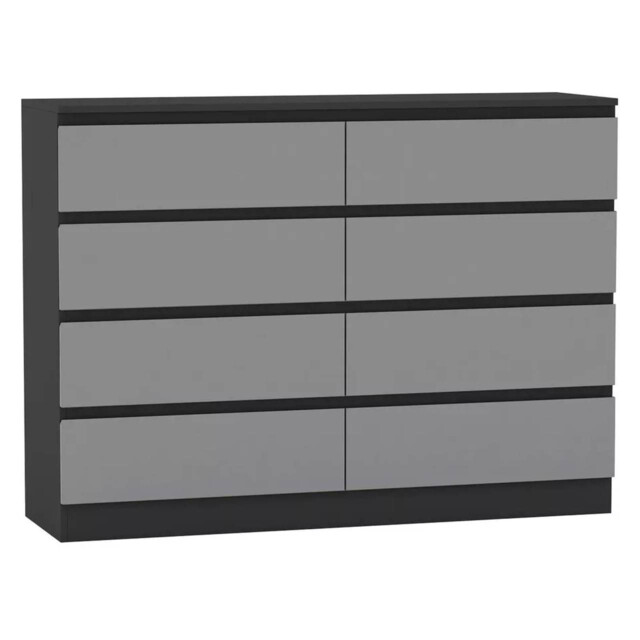 Minimalist Chest of 8 Drawers - 88.3x120x35cm Black Black & Grey 1