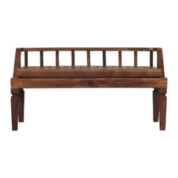 Artisan Furniture Solid Wood Bordeaux Leather Bench, Upholstered, Brown