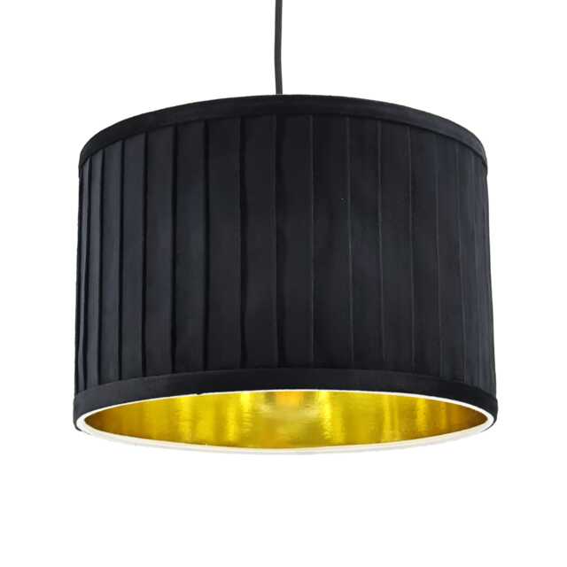 Sundance - Black Velvet Pleated 30cm Lamp Shade with Gold Inner Black Black velvet with gold cardboard inner detail 1