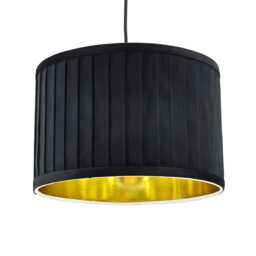 Sundance - Black Velvet Pleated 30cm Lamp Shade with Gold Inner Black Black velvet with gold cardboard inner detail 1