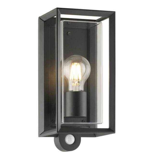 Brandon - Black Motion Sensor Outdoor Wall Light Black Clear 1