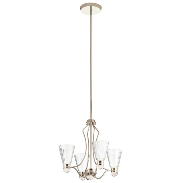 Kichler Kayva Integrated LED Multi Arm Pendant Ceiling Light Polished Nickel, 3000K, IP44