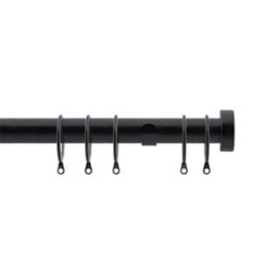 25-28mm Stud End Black Metal Curtain Pole Set 120 - 210cm Black Black