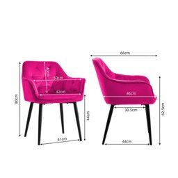 Groundlevel Set of 2 Soft Velvet Upholstered Dining Chairs Metal Legs Kitchen Home Office Pink Pink