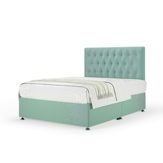 Duckegg Plush Velvet No Drawer Divan Base and Lona Headboard Small Double