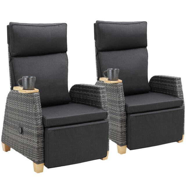 Pescara rattan armchair with aluminum frame, adjustable backrest Grey grey 2