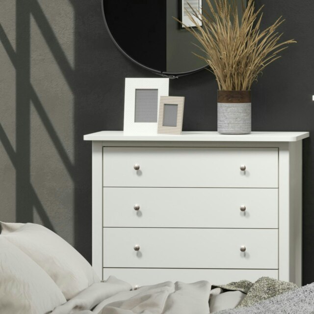 Como 4 Drawer Chest of Drawers - Shaker Style Bedroom Storage Cabinet with Compact Design White White 1