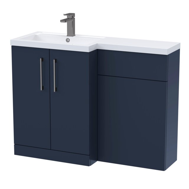 Balterley Left-Hand Bathroom Vanity and WC Unit Combination with Basin, with Handles Blue Indigo Blue