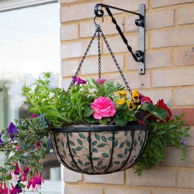 Gardman 12in Decorative Leaf Coco Hanging Basket Liner Brown Natural 12 inches