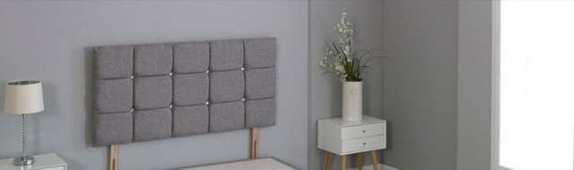 "Grey Linen Cube Headboard Grey 2FT6 Small Single 26""inch Headboard"