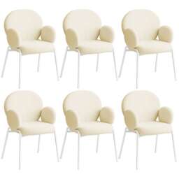 Dining Chair - Boucle cover, plush padding, high backrest White cream 6