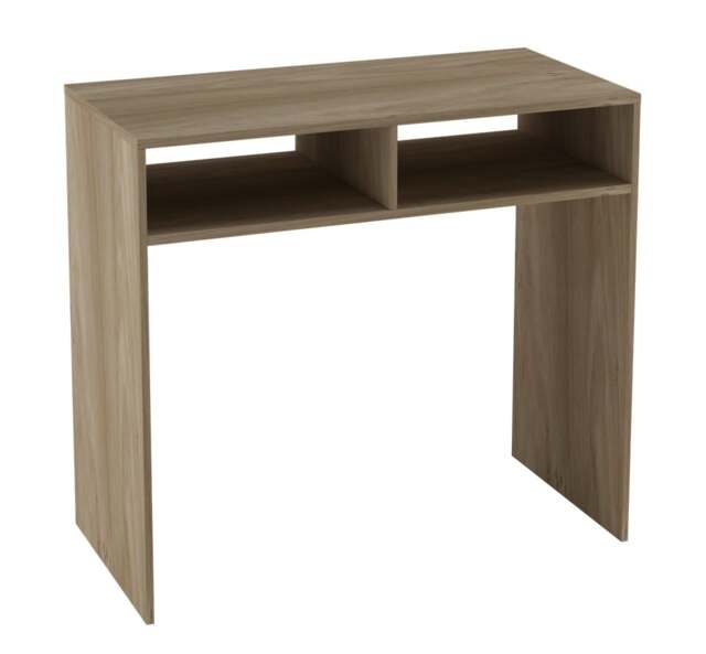 80cm Wood Console Table PC Laptop Computer Desk Office Hallway 2 Storage Shelves Multi Oak