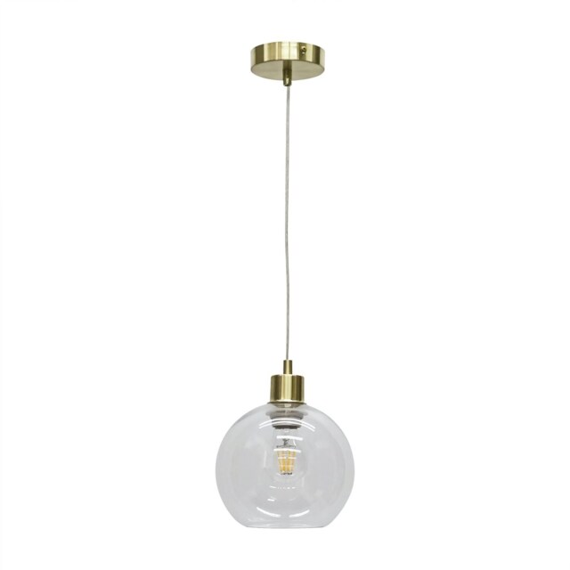 Barnum - Clear Glass Globe with Satin Brass Pendant Fitting Clear Clear 1