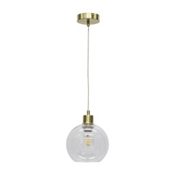 Barnum - Clear Glass Globe with Satin Brass Pendant Fitting Clear Clear 1