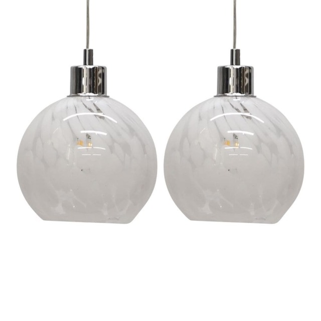 Set of 2 Confetti - White and Clear Glass Pendant Shades