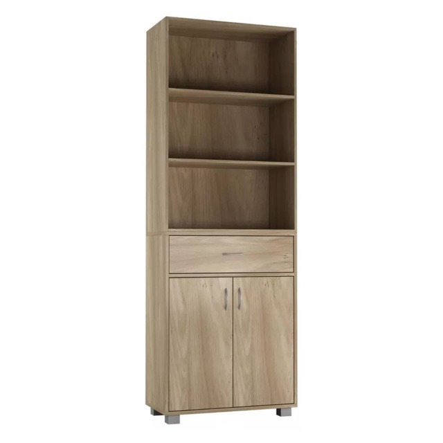 5-Tier Wooden Display Cabinet with Shelves & Drawer Brown 76 x 32 x 15.5 1