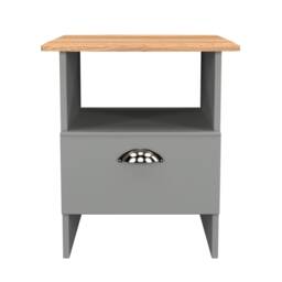 Albert Bottom Drawer Lamp Table in Dusk Grey & Riviera Oak (Ready Assembled) Grey Dusk Grey & Riviera Oak