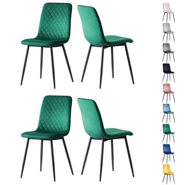 MCC Direct Set of 4 Velvet Fabric Dining chairs Upholstered Kitchen Accent Chairs Lexi
