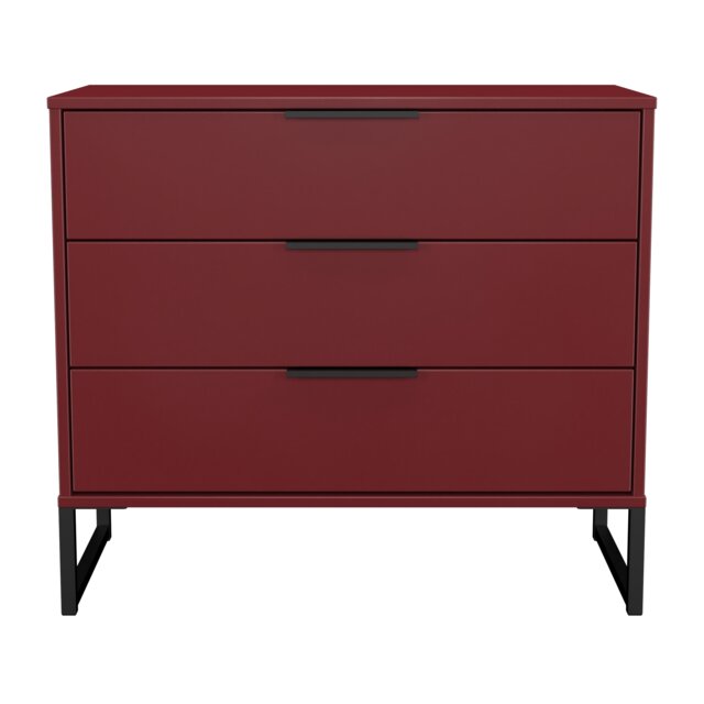 Beijing 3 Drawer Chest of Drawers in Red Matt (Ready Assembled) Red Red Matt