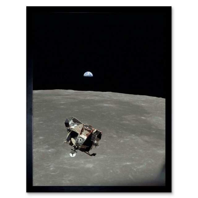 NASA Apollo 11 Mission Image Moon Limb Lunar Ascent Earth Framed Wall Art Print