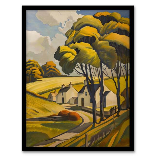 Cotswolds Cottages Countryside English Black Framed Wall Art Print A4