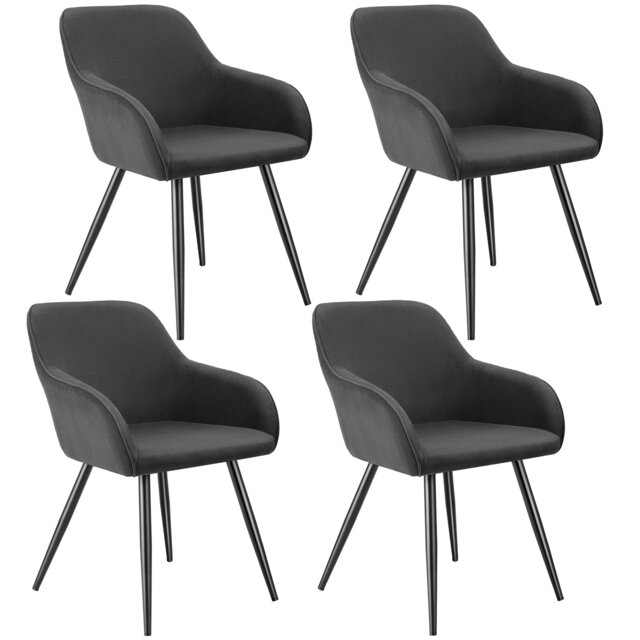 Dining Chair Marilyn - corduroy look, upholstered, armchair, continuous backrest Grey anthracite/black 4