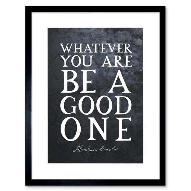 "Slate Quote Abraham Lincoln Good One 9x7"" Black Framed Wall Art Print"