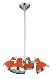Orsina Jasper Orange Shade and Chrome 4 Shad Pendant Light