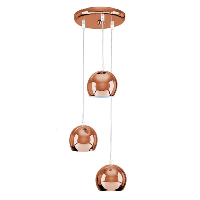 ValueLights Retro Eyeball 3 Way Droplet Ceiling Pendant Light Fitting In Copper Finish Copper