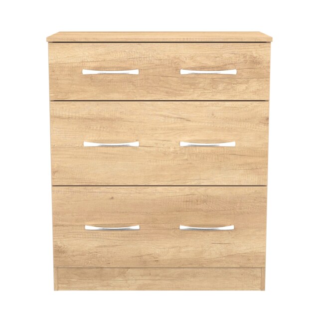 Hampshire 3 Drawer Deep Chest of Drawers in Nebraska Oak (Ready Assembled) Brown Nebraska Oak