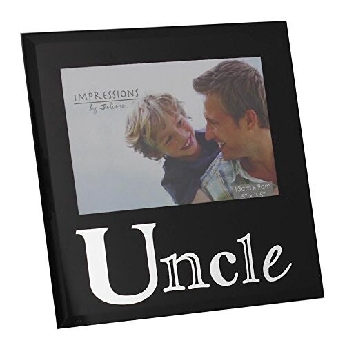 "Uncle 5"" x 3.5"" Black Glass Photo Frame By Juliana Freestanding Frames Gift"