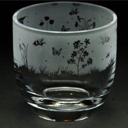 Animo Glass Candle Holder Engraved Pot Bee