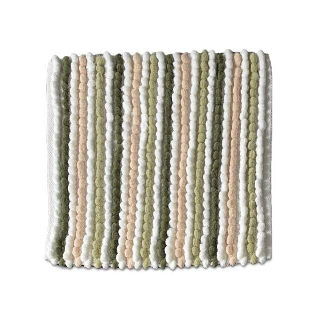 Striped Chunky Bobble Shower Mat, Square Bath Mat - Green