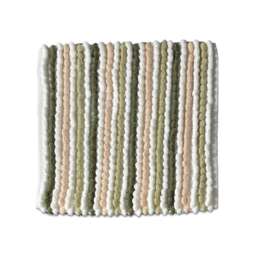 Striped Chunky Bobble Shower Mat, Square Bath Mat - Green
