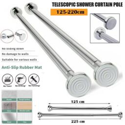 Extendable Shower Curtain Rod Tension Pole 125-220cm Stainless Steel Telescopic Net Voil Curtains Kitchen Bathroom Window Rods