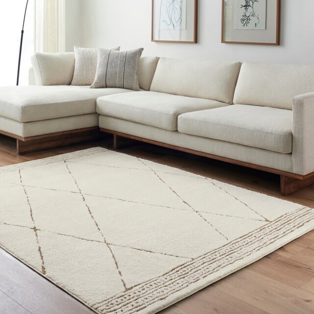 LIVABLISS Freud-Modern High Pile Rug 200 x 275 cm Ivory Brown