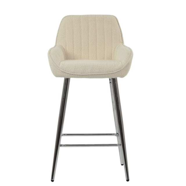 Lakeland Furniture Hamilton Cream Boucle Chrome Fixed Leg Base 1 Bar Stool